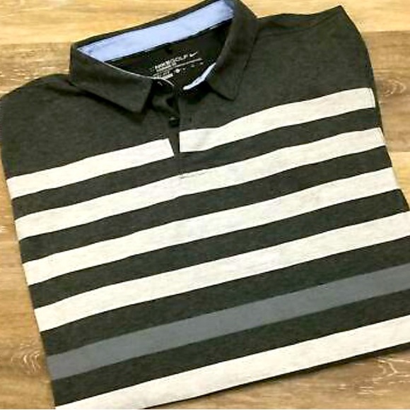 Nike Other - Nike | Men's dry-fit gray and white striped polo golf shirt